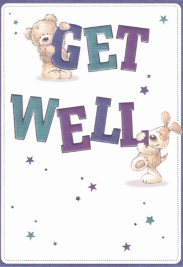 Brimming with gentle encouragement, this illustrated get well card calls to mind the thoughtful gestures of East Finchley Flowers, cherished by the community from Cherry Tree Wood to the High Road. At its centre, a honeyed teddy bear and an energetic, floppy-eared puppy frolic among a constellation of starbursts, each swirl and flicker painted in calming teals, purples, and blues. The scene feels almost tangible: the bear's fur soft as a cashmere throw, the puppy's ears invitingly velvety. Oversized, rounded letters in aquatic blues and deep violets anchor the design, echoing the strength and certainty needed on the road to recovery. The clean, white background allows every colourful element to shine, much like a fresh bouquet set on a sunlit kitchen table along East Finchley's tree-lined streets. The composition feels as intentional as a hand-tied posy for a recuperating loved one-each star, shape, and brushstroke a whispered wish for brighter days ahead. Innocent, bright, and sincerely optimistic, this card brings a lightness that's perfect for lifting spirits among neighbours across N2.