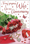 This image portrays an anniversary card styled as a tender, decorative still life, much like a carefully arranged surprise waiting on a dining table in East Finchley. At the centre rests a compact cluster of red roses, their petals deeply layered and velvety, unfolding in rich shades of crimson that suggest passion and warmth. A ring of fresh greenery surrounds the blooms, the leaves smooth and glossy, emphasising the natural beauty of the flowers as if they had been freshly arranged at East Finchley Flowers earlier in the day. To one side, a neatly placed envelope lies partly beneath the flowers, its creamy, unadorned surface hinting at a heartfelt handwritten note within. Close by, a small heart-shaped keepsake box and a delicate piece of jewellery-perhaps a fine chain or pendant-catch the gentle light, their subtle shine evoking the intimacy of a cherished gift chosen from a local shop on the High Road. Tiny hearts, in tones from true red to softer blush, are scattered across the card's design, some gleaming like miniature jewels, others appearing as printed motifs, leading the eye in a playful swirl around the composition. A single butterfly, delicately illustrated, hovers near the roses with wings outstretched, bringing a touch of whimsy and symbolising the ongoing evolution of shared love. The lighting is warm yet soft, wrapping everything in a cosy glow that highlights textures-the smooth paper, the cool metal, the satiny petals-without any harsh glare. Flowing script arcs across part of the card, not fully legible but clearly conveying affectionate, celebratory words. Together, these elements create an atmosphere of romantic reflection, ideal for marking a special anniversary in the heart of East Finchley.